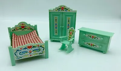 Vtg C1970 Germanic Folk Style Jean Hofler Green Dollhouse Furniture • $14.99