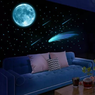 Glow In The Dark Wall Stickers Meteor Moon Luminous Kid Bedroom Ceiling Decal • $11.99