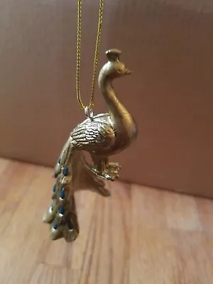 New Metallic Gold Peacock Figure Christmas Tree Ornament Wild Animal Bird HTF🦚 • $24.99