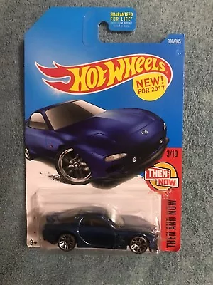 New Hot Wheels Then And Now '95 Mazda RX-7 1:64 Scale Blue Diecast Car 2017 • $15