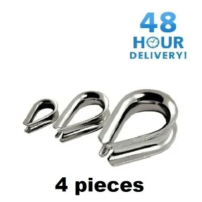 £2.48 • Buy STAINLESS STEEL INOX THIMBLE WIRE CABLE ROPE CLIPS CLAMPS MARINE 3, 4, 5, 6mm