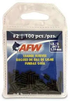 $6.99 • Buy American Fishing Wire J02B-B #2 Single Barrel Sleeves Black 100pc