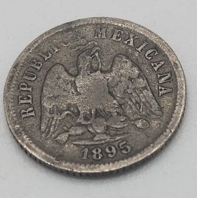 1895 Silver Zs Z Second Republic Mexico 10 Centavos Coin - Zacatecas -KM-403.10 • $19.99