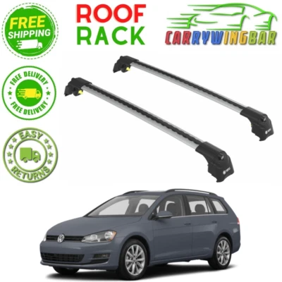 $190 • Buy Fits VW Golf 7 Alltrack 2013-2020 Roof Rail Racks CROSS BARS Silver Color