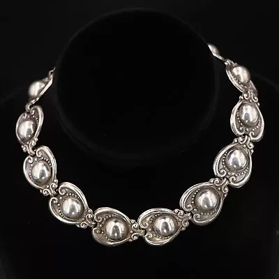 VTG Sterling Silver - 1940s MEXICO TAXCO Dome Top Ornate Link 14  Necklace - 37g • $32