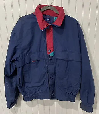 $45 • Buy Vintage Men's Gant Collar Bomber Blue & Pink Jacket Coat Large L  Cotton