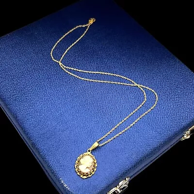 Antique Vintage Deco Retro 14k Yellow Gold Carved Cameo Pendant Necklace 3g • $5.50