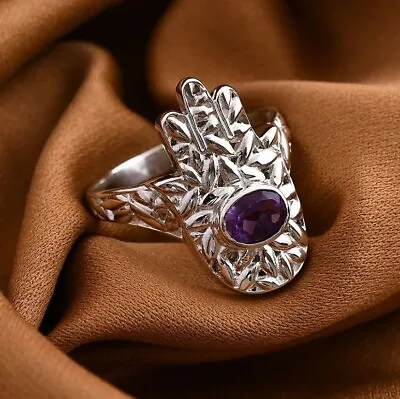 Beautiful 'Hand Of Hamsa' Design 925 Sterling Silver Ring - 1.1 Carats - Size K • £29