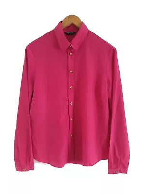 Internacionale: Ladies Size 14 Pink Silk Feel Collard Shirt Summer Breathable • £16.99