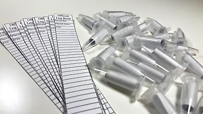 25 Clear Micro Geocache Containers Waterproof Tubes With Logs Cache Geocaching • $9.95