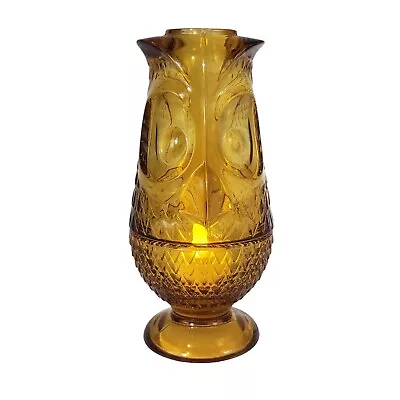 Vtg Viking Glass Owl MCM 7  Fairy Lamp Candle Votive Light Holder Amber • $224.97