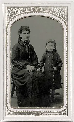 Antique Tintype Photo Portrait Of Mother And Daughter & Allentown Pa • $29