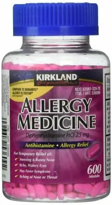 Kirkland Signature Allergy Relief Medicine 25mg 600 Tablets   Exp 2025 • $8.75