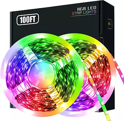 LED Strip Lights100Ft 2 Rolls Of 50Ft Rope Light With 44Key Remote RGB 5050 Colo • $9.93