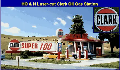 Blair Line LLC 087 N Scale Clark Oil Gas Station Kit Unassembled Wood Kit • $29.95