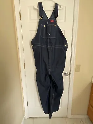 Dickies Men’s Bib Overalls 46 X 30 Blue Denim Carpenter Work Pants NEW No Tags • $35