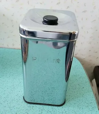 Vintage Mid Century Chrome GSW Metal Flour Cannister • $17.99