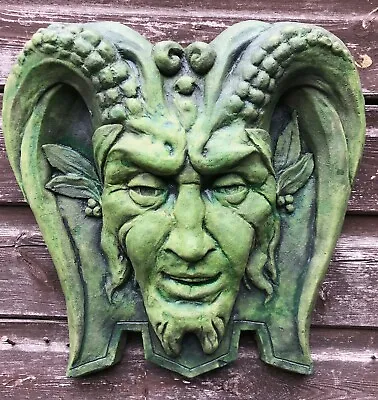 Pan Green Man Wall Plaque Pagan Decorative STONE Garden Ornament 33cmH +FREEBIE! • £39.99