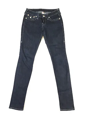 True Religion Skinny Low-Rise Dark Wash Stretch Jeans Women's Size 27 USA Made • $32.99