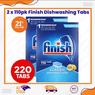 2x Finish Dishwashing Tablets Tabs Classic Everyday Clean Lemon Sparkle 110pk • $56.22