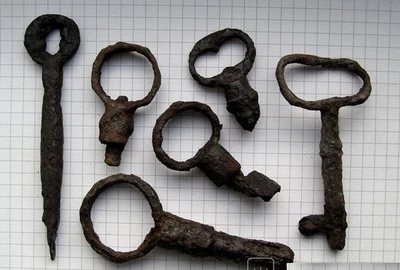 $29 • Buy  Vintage Ancient Bronze Key Antique Padlock Mortise Lock Tool  6 Pcs