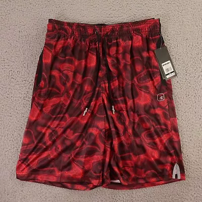 AND1 Shorts Mens Medium Red Black Polyester Basketball Gym Training Post Up NEW • $3.29