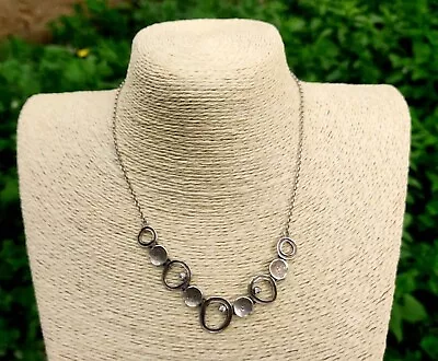 MAGNOLIA Sterling Silver 925 Vintage W 3 Crystal Small Beads Chain Necklace 11g • $145