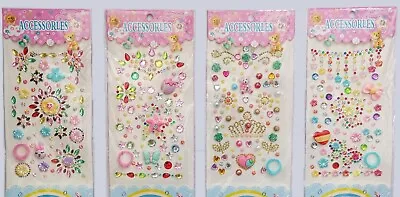  Mixed Assorted Self Adhesive Gem Rhinestone Crystals Jewel Stickers Sheets • £5.99