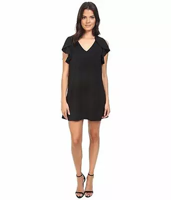 $188.00 Eva By Eva Franco Womens Black Flounce V-Neck Shift Party Dress NWT 8 • $24.99