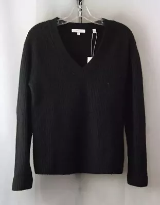 NEW NWT Women's Vince Black Ribbed Knit Wool & Cashmere V-Neck Sweater Size Sm • $35.62