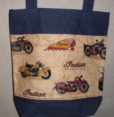 NEW Large Tote Bag Handmade/w Indian Motorcycle Fabric • $22.99