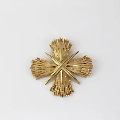 Vintage Signed CROWN TRIFARI Maltese Gold Tone  Cross Brooch Pin • $29