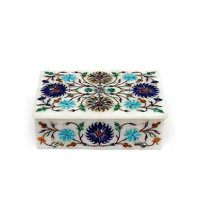 Marble Ring Box Pietra Dura Inlay Floral Handicraft Inlay Work Home Decor Gift • $308.27