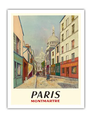 Paris - Butte Montmartre - Basilica Of The Sacré-Cœur - Vintage Travel Poster • $12.98