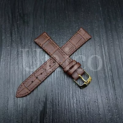 19 MM Brown Genuine Leather Strap Band Soft Vintage Replacement Gold Buckle • $12.99