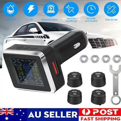 Wireless Car TPMS Tire Tyre Pressure Monitor System+4 Sensor Cigarette Light AUS • $32.99