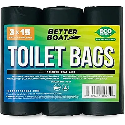 45 Portable Toilet Bags For Camping Boating Outdoors Works With 5 Gal Bucket • $19.19