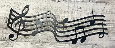 Music Staff And Notes Metal Wall Art Décor Satin Black Painted  24  X 9 1/2  • $38.98