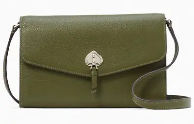 Kate Spade Marti Leather Flap Wallet Crossbody K6027 Army Green NWT $249 MSRP Y • $160.69