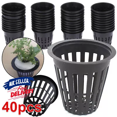 40pcs Mesh Hydroponics Plant Grow Net Cup Mesh Pot Basket Aeroponic Aquaponic • £10.90