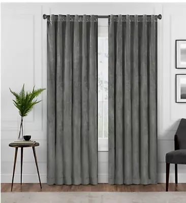 Eclipse Harper Velvet Blackout Rod Pocket Curtain Panel Charcoal Gray 50 X 63 • $12.95