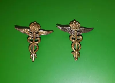 Pair Of Kings Crown Royal Air Force Medics Bi-metal Collar Badges • £19.99