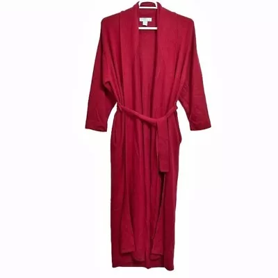 Celeste Red Cashmere Robe Long Sleeve Maxi Tie Belt Size XS / S • $125