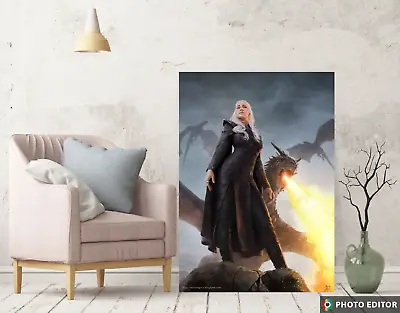 Game Of Thrones Daenerys Targaryen Dragons Canvas Print Poster Artwork • £7