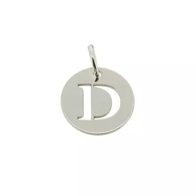 9ct White Gold Personalised Cut Out Any Initial Letter Pendant A-Z Disc Charm • £75