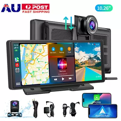 10.26 Touch Dash Camera Wireless For CarPlay Android Auto GPS UHD Car Recorder • $142.49