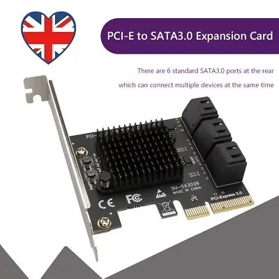 PCIe SATA Adapter 6 Port SATA III To PCI Express 3.0 X4 Internal Expansion Card • £25.89