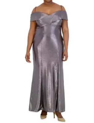 $29.99 • Buy Nightway Plus Size Metallic Off-The-Shoulder Gown $139 Size 14W # 3B 1670 NEW