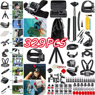 329 Go Pro Accessories Set Kit For Gopro Hero10 9 8 7 6 Monopod Head Chest Strap • $47.89