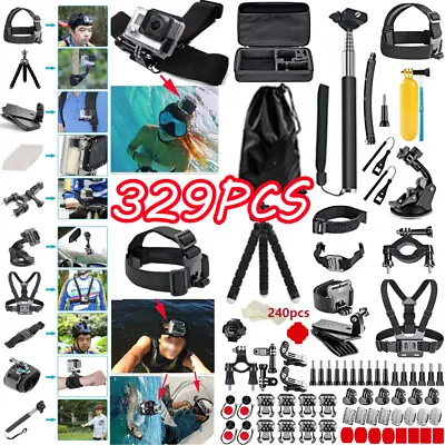 $45.88 • Buy 329x GoPro Hero 10 9 8 Accessories Pack Case Chest Head Bike Monopod Float Mount